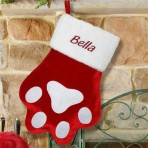 EMBROIDERED RED PAW CHRISTMAS STOCKING