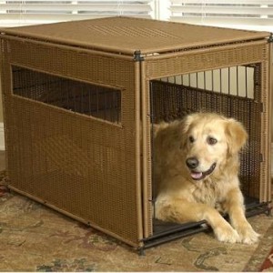 Mr. Herzher’s Wicker Dog Crate – Large/Dark Brown
