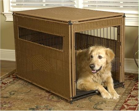 Mr. Herzher’s Wicker Dog Crate – Large/Dark Brown