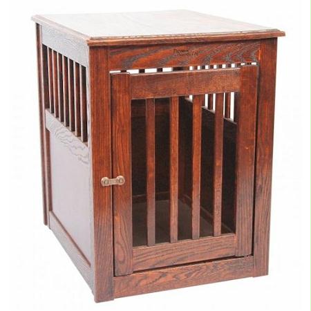 Oak End Table Pet Crate – Medium/Mahogany