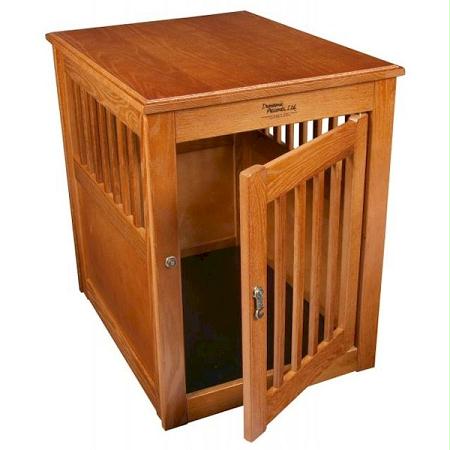 Oak End Table Pet Crate – Large/Burnished Oak