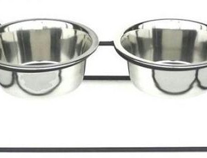 Pyramid Elevated Double Dog Feeder – Extra Large/Silver