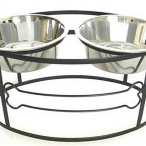 Bone Raised Double Dog Bowl – Large/Black